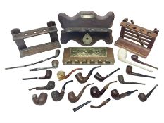 Collection of smoking pipes including Meerschaum pipe