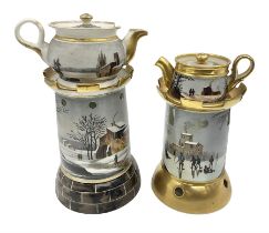 Two 19th century continental teapots and warmers