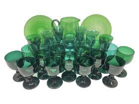 19th century and later green glass drinking glasses