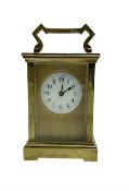 French - early 20th century 8-day brass carriage clock with a anglaise case and gilt dial surround