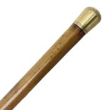 Malacca walking cane mounted with gold cap engraved J Mackillican