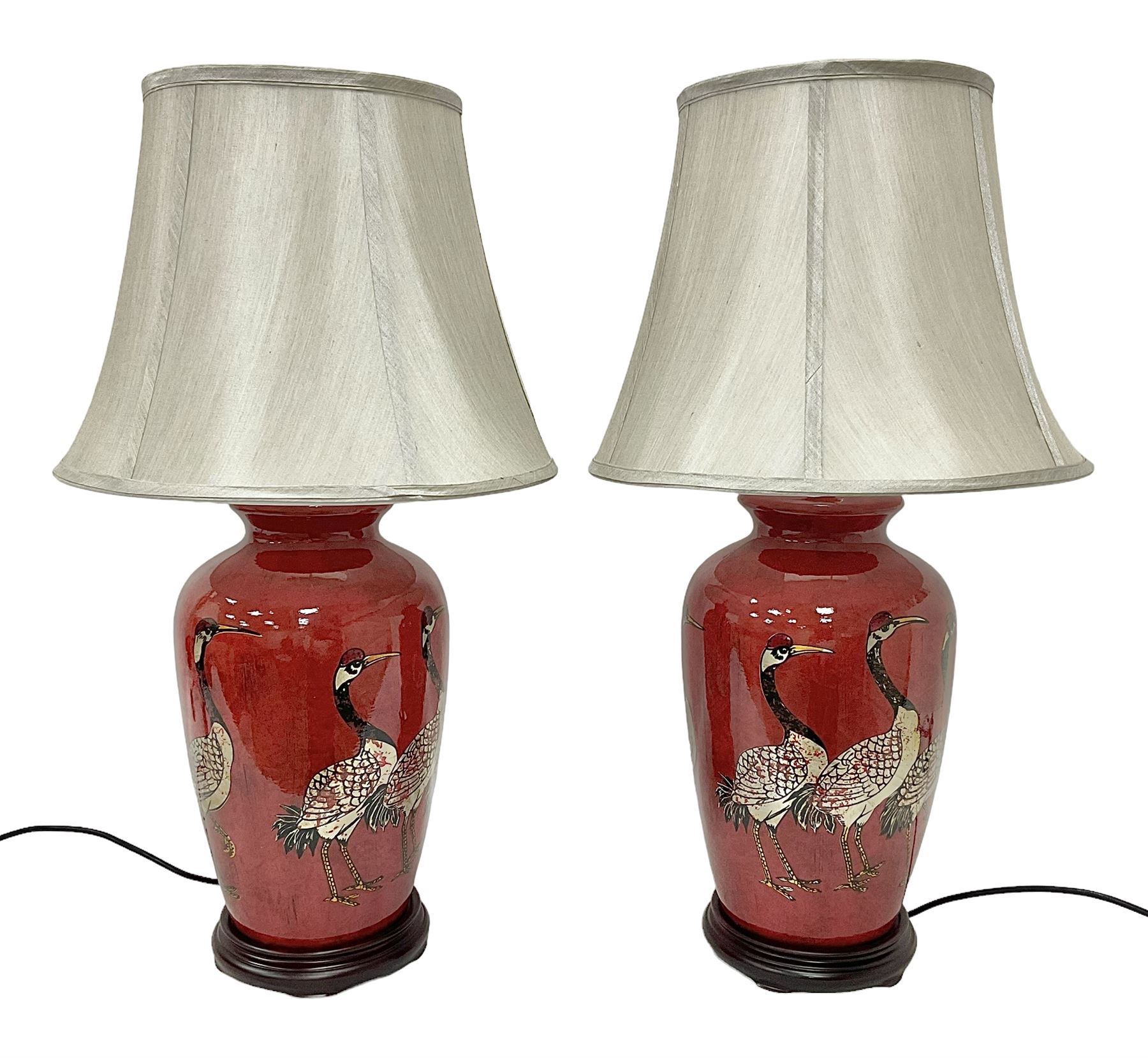 Pair of large table lamps of tapering form