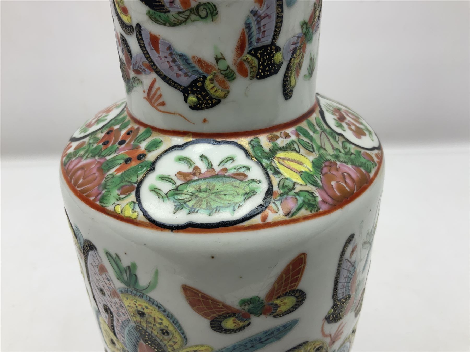 19th century Chinese Canton vase of slender baluster form - Image 5 of 9