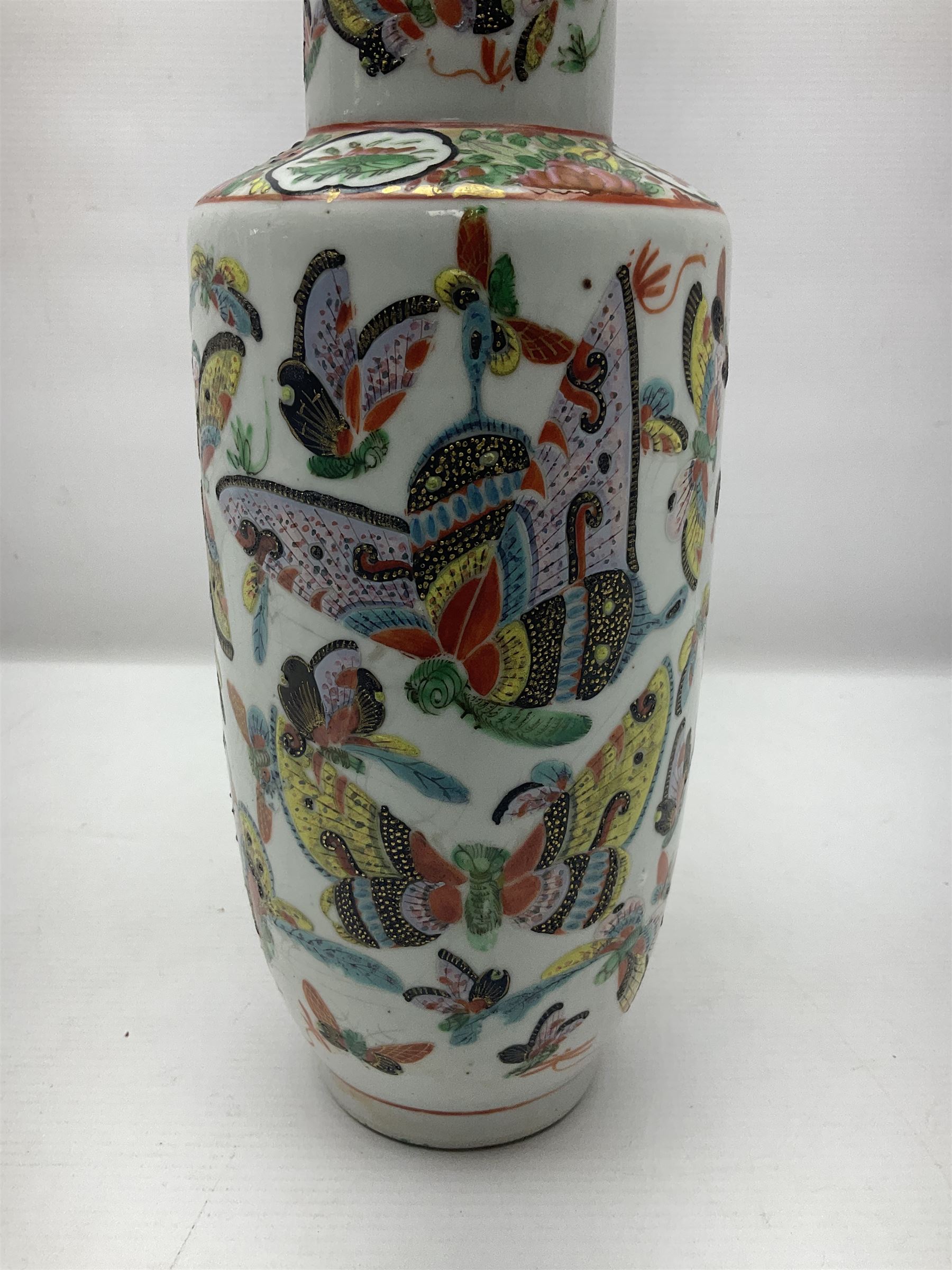 19th century Chinese Canton vase of slender baluster form - Image 8 of 9