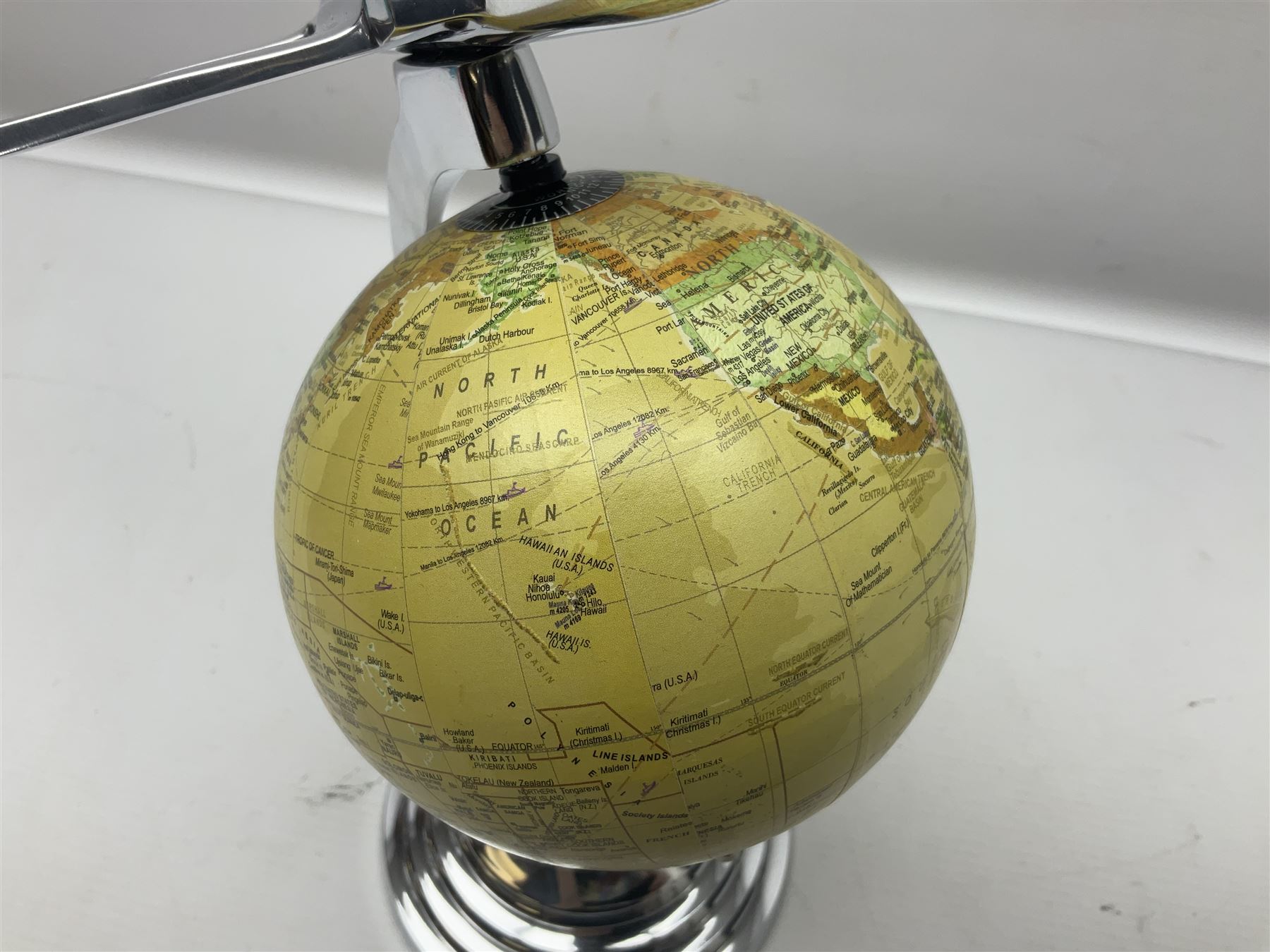 Art Deco style world globe with chrome aeroplane finial and mounts - Image 3 of 6