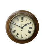 English - 20th century timepiece wall clock with a beech wooden bezel and 8” painted dial
