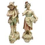 Pair early 20th century Royal Dux porcelain figures