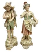 Pair early 20th century Royal Dux porcelain figures