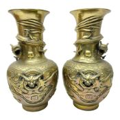 Pair of Chinese brass vases