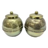 Pair of brass 1924 commemorative tea caddies