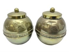 Pair of brass 1924 commemorative tea caddies
