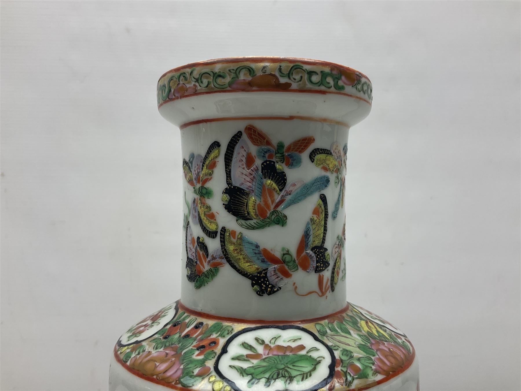 19th century Chinese Canton vase of slender baluster form - Image 3 of 9