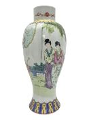 Chinese Famille Rose vase of slender baluster form