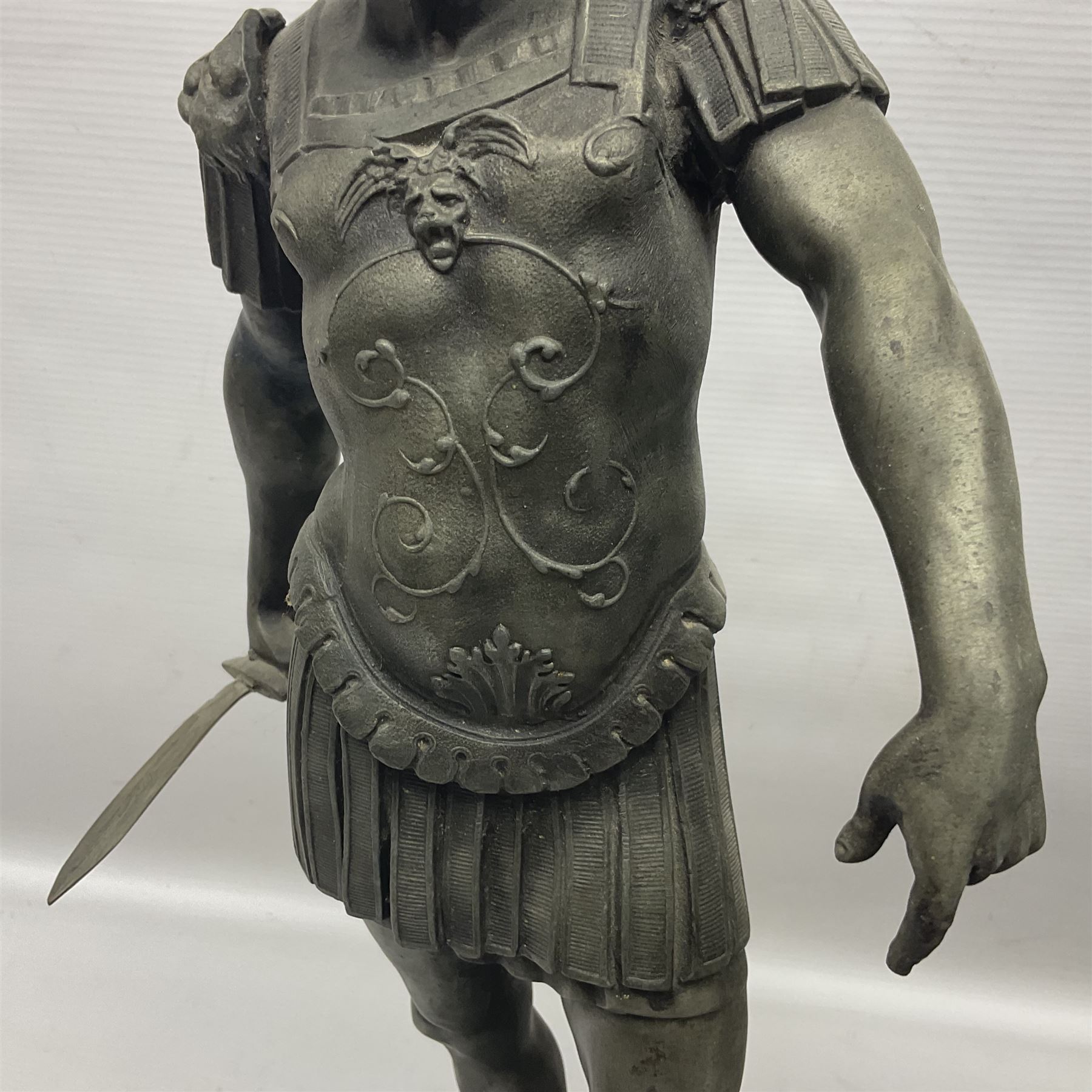 Pair of spelter figures modelled as gladiators - Image 6 of 8