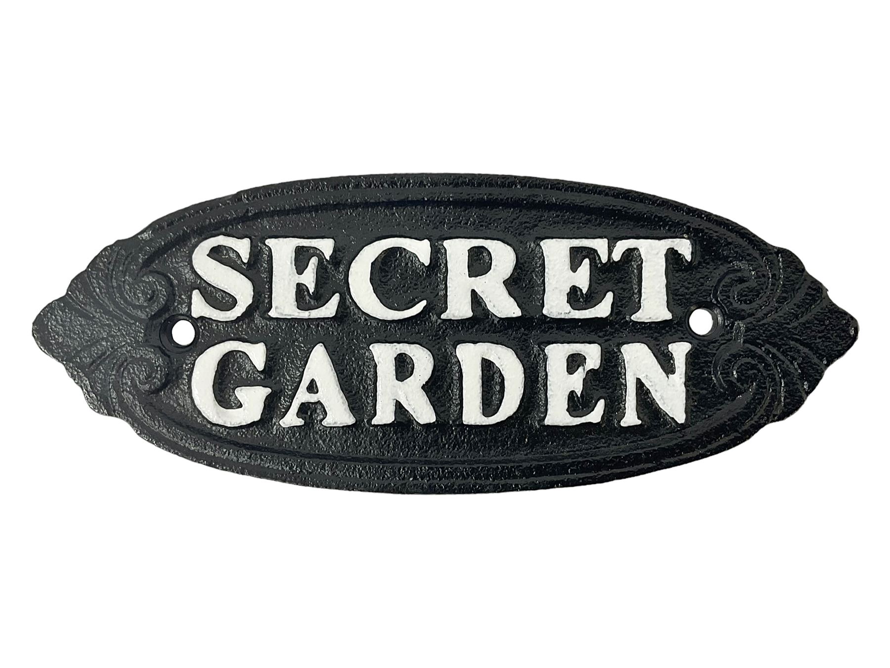 Cast iron oval sign 'Secret Garden' L17cm