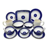 Two Wedgwood Keith Murray tankards and a Wedgwood blue and white part coffee service