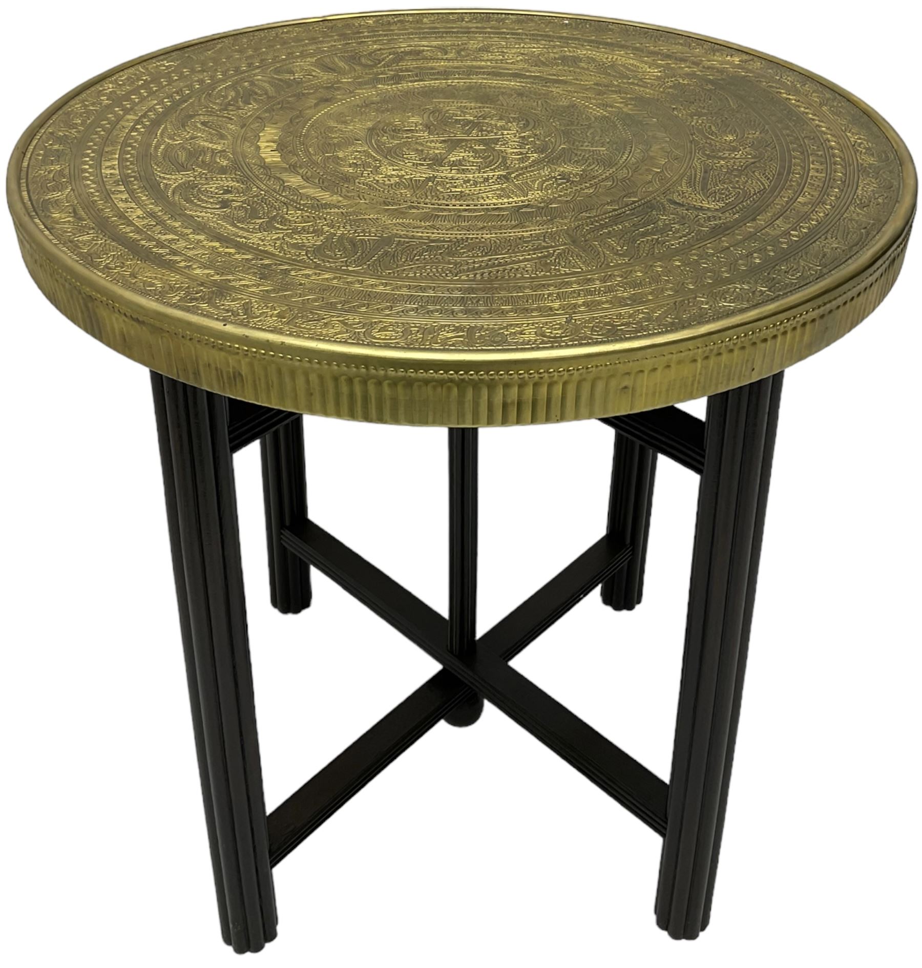 Indian brass topped folding benares table