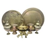 Collection of oriental brass and other metal ware