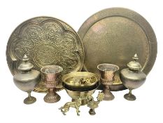 Collection of oriental brass and other metal ware