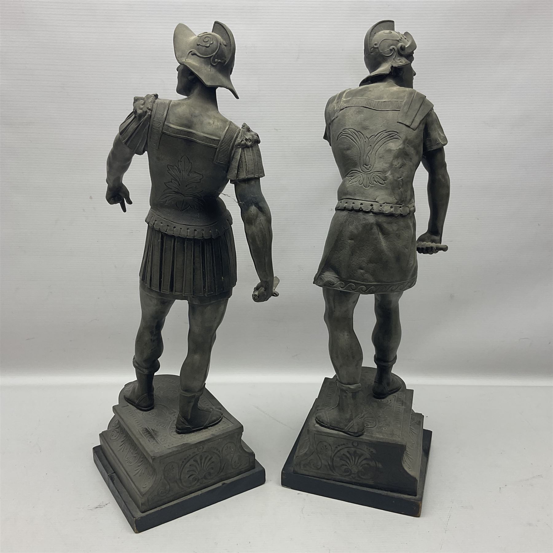 Pair of spelter figures modelled as gladiators - Image 8 of 8