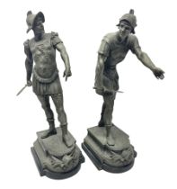 Pair of spelter figures modelled as gladiators
