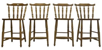 Set of four elm and beech farmhouse kitchen or dining chairs