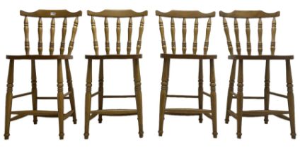 Set of four elm and beech farmhouse kitchen or dining chairs