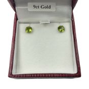 Pair of 9ct gold green stone stud earrings