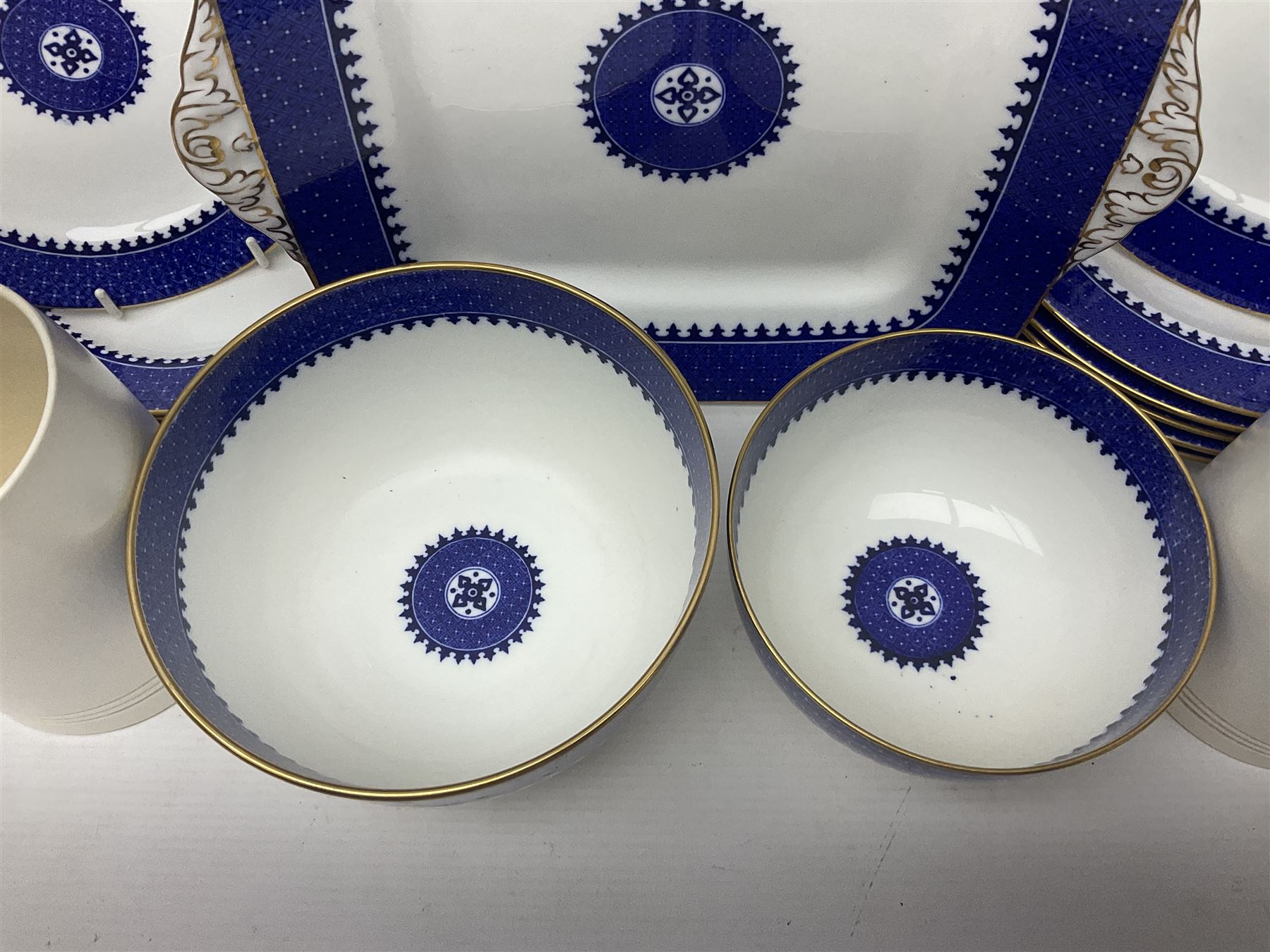 Two Wedgwood Keith Murray tankards and a Wedgwood blue and white part coffee service - Image 4 of 7