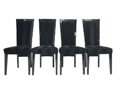 Set of four contemporary ebonised high back dining chairs