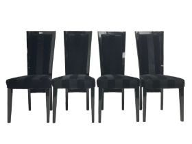 Set of four contemporary ebonised high back dining chairs