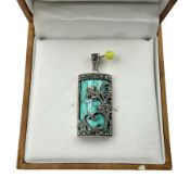 Silver turquoise and marcasite pendant