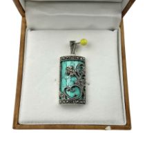Silver turquoise and marcasite pendant