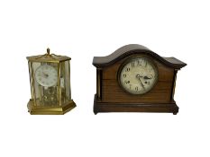 1930’s 8-day striking mantle clock and a brass cased kundo torsion clock