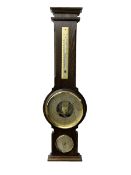 20th century oak cased Aneroid barometer with thermometer and hygonometer.