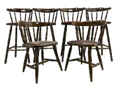 Set of four stained beech bar stools