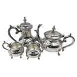 Miniature silver plated four piece tea service