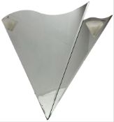 Triangular shaped illuminated wall mirror