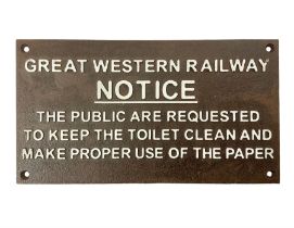 Western Railway Notice type cast iron sign