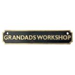 Cast Iron 'Grandads Workshop' sign