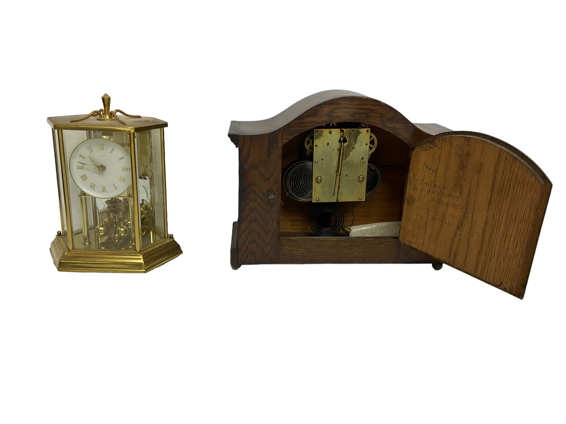 1930’s 8-day striking mantle clock and a brass cased kundo torsion clock - Image 2 of 2