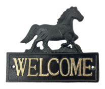 Cast iron Welcome sign with horse