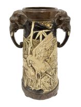 Bretby vase of tapering form decorated with elephants