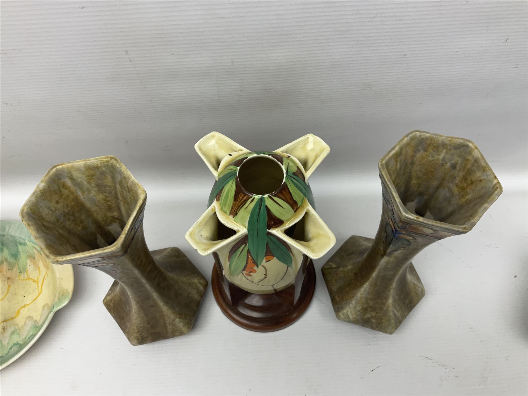 Set of six twin handled soup bowls with saucers and covers by Brannan Barnstaple Pottery - Image 11 of 15