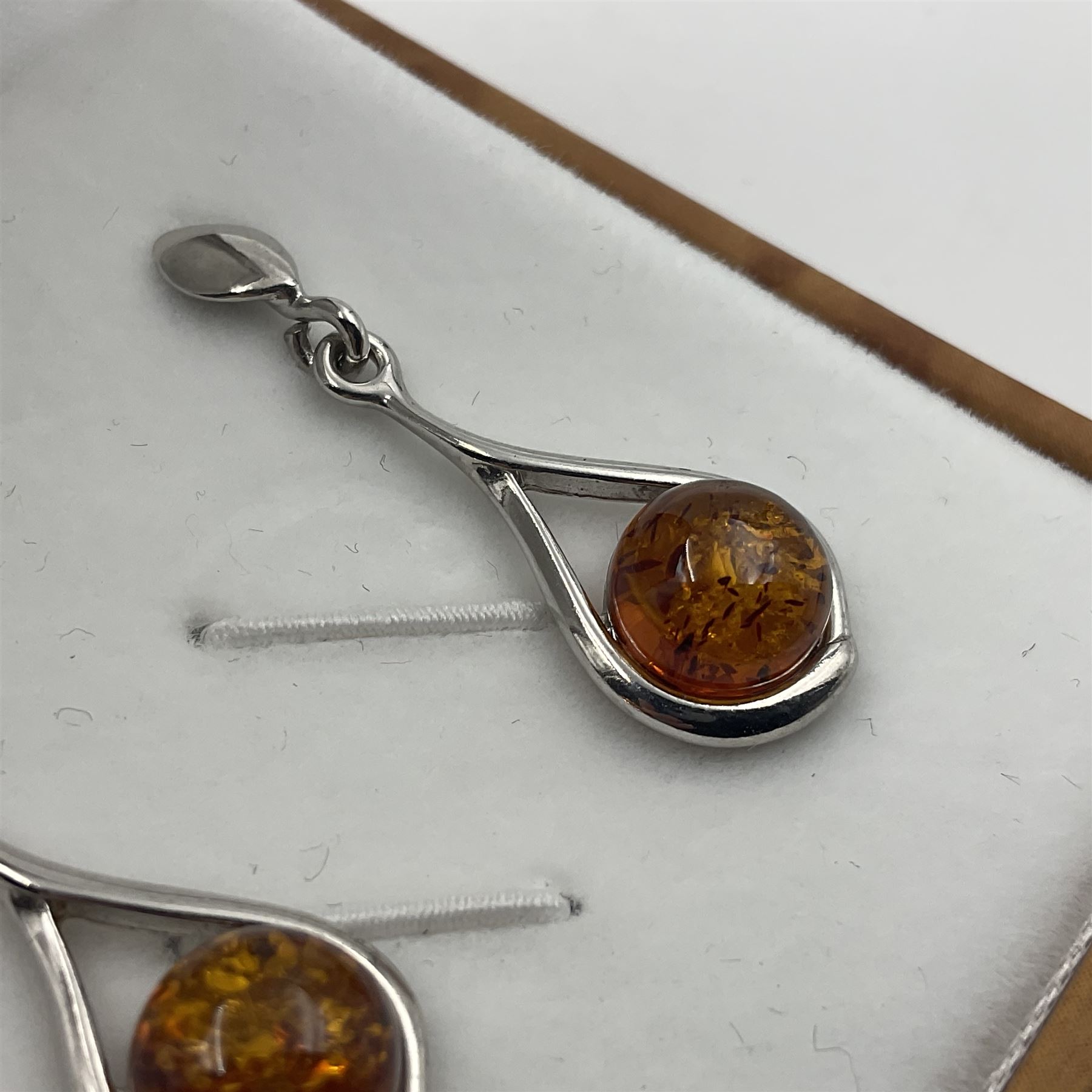 Pair of silver Baltic amber pendant earrings - Image 2 of 5
