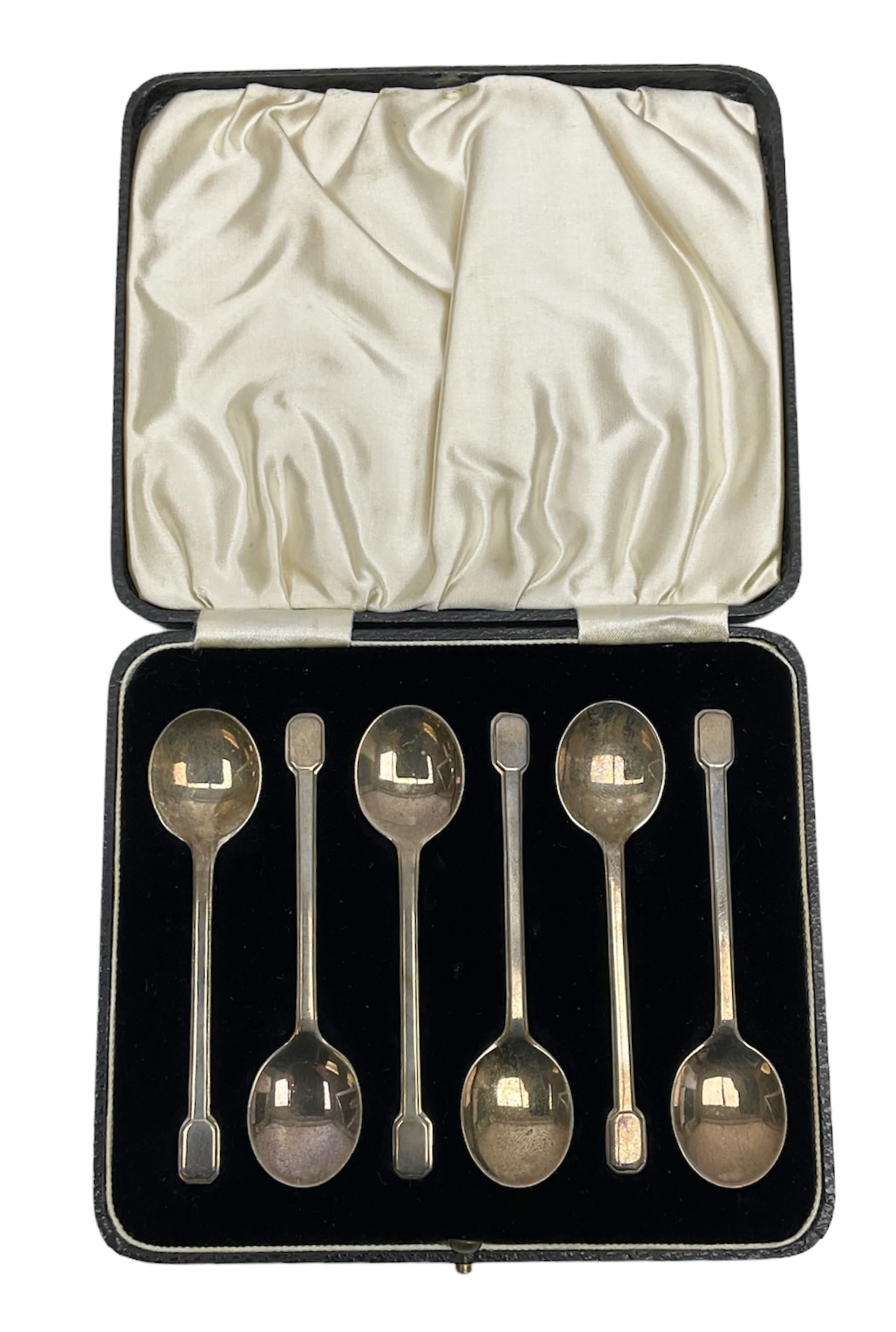 Set of six silver coffee spoons