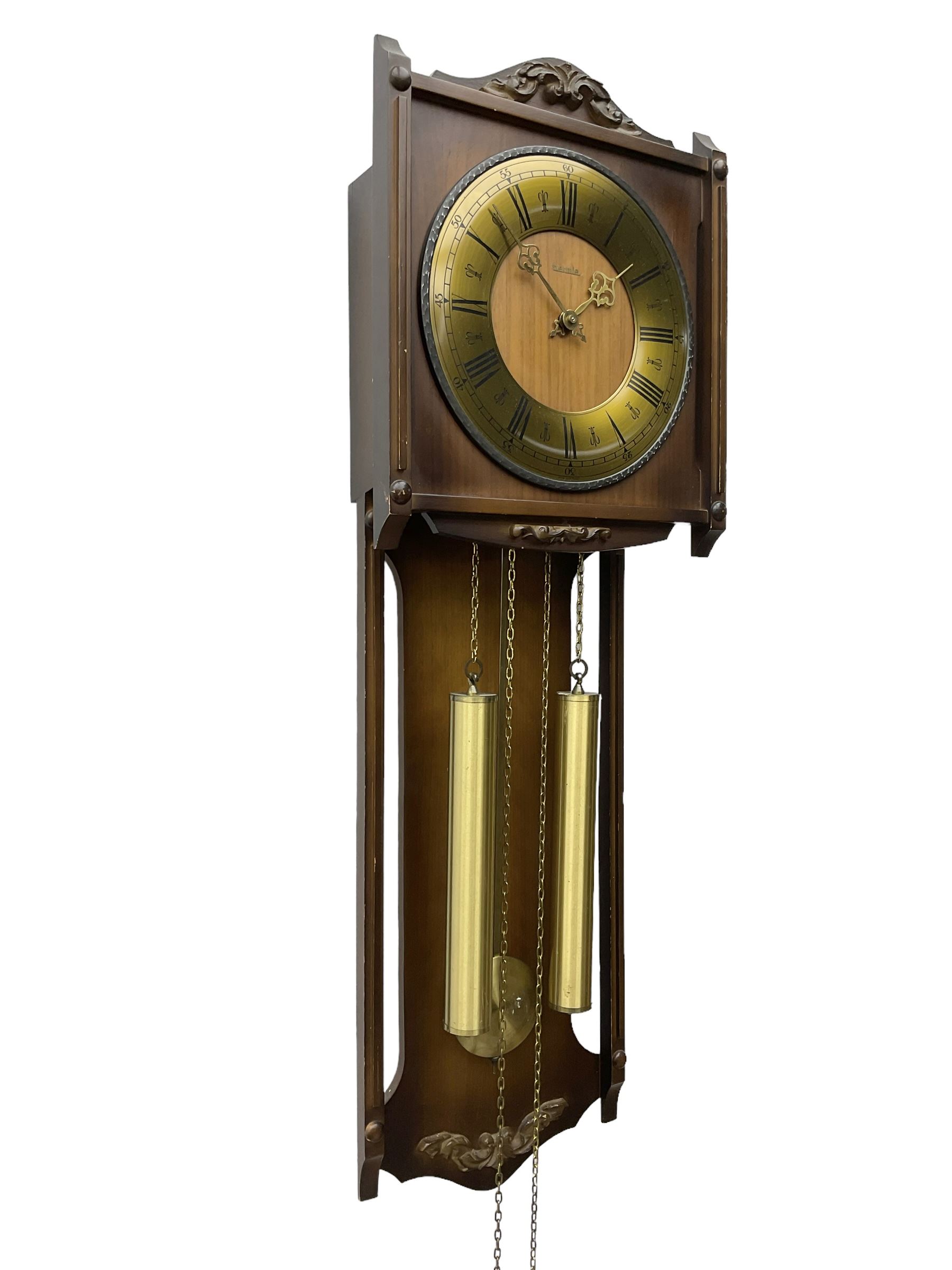 Hermle German double weight driven wall clock - Image 2 of 3