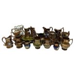Collection of Victorian copper lustre jugs