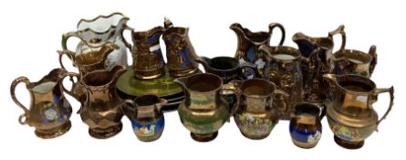 Collection of Victorian copper lustre jugs