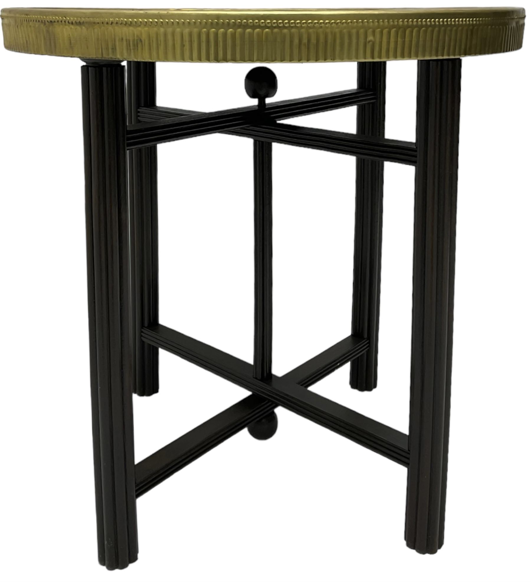 Indian brass topped folding benares table - Image 2 of 3